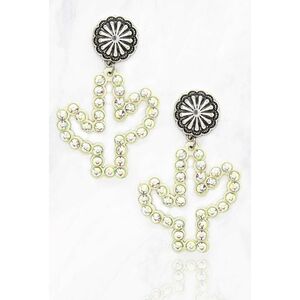 Cactus Shaped Rhinestone Earrings